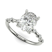 Ariana Oval Cut Pave 4 Prong Petite Engagement Ring Setting - Nivetta